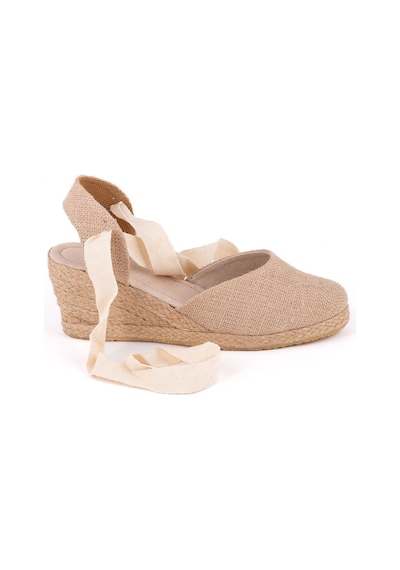 Star Tombis Gerçek Elişi Arkası Açık Geniş Ipli Dolgu Topuk Keten Kadın Espadril Handmade Hasır