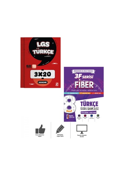 8. Sınıf Fiber Türkçe Soru Bankası + Deneme Sınavı Seti 2 Kitap Bigelio + İsem