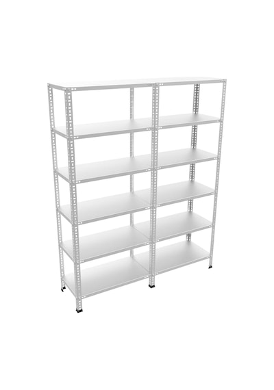 Çelikrafburada 6 Katlı 2 Li Bitişik Çelik Galvaniz Arşiv Rafı Depo Rafı Kiler Rafı 31x60x200 Dx51 Kalite Gümüş