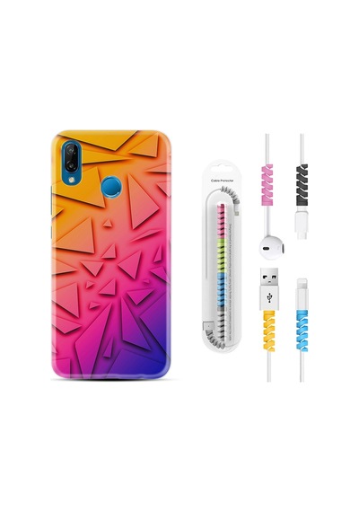 Huawei P20 Lite Kılıf Kablo Koruyuculu Üçgenler 1635