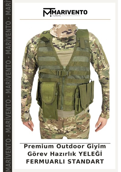 Marivento Premium Outdoor Giyim Görev Hazırlık Yeleği Fermuarlı Standart Çok Renkli