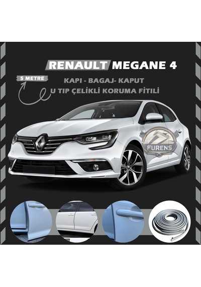 Renault Megane 4 Oto Araç Kapı Koruma Fitili 5 Metre Parlak Gri Renk