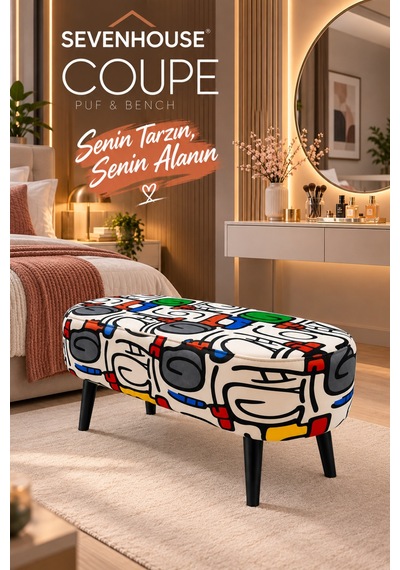 Coupe Modern Desenli Puf Bench 92 Cm Genişlik, 4 Ayaklı, Salon, Yatak Odası Ve Ofis İçin Dekoratif Puf Çok Renkli Çok Renkli Coupe Modern Desenli Puf Bench 92 Cm Genişlik, 4 Ayaklı, Salon, Yatak Odası Ve Ofis İçin Dekoratif Puf Çok Renkli Çok Renkli