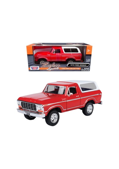 1978 Ford Bronco Hard Top 1:24 Ölçek Die-cast Metal Model Araba - Kırmızı/beyaz - Motor Max Çok Renkli