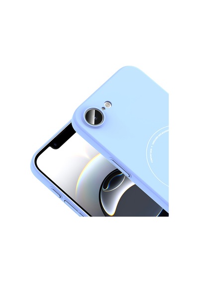 Apple iPhone Uyumlu 17e Kılıf M-safe Şarj Özellikli Kamera Korumalı Elio Sert Pc Kılıf Açık Mavi