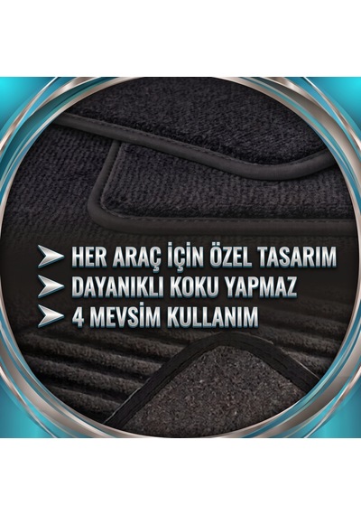 Renault Clio 4 Uyumlu Oto Velur Halı Paspas - Klipsli Silikon Topuklu 4 Renk