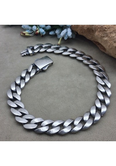 925 Ayar Gümüş Özel Kutu Kilitli Gurmet Model Erkek Bileklik 8.75 Mm