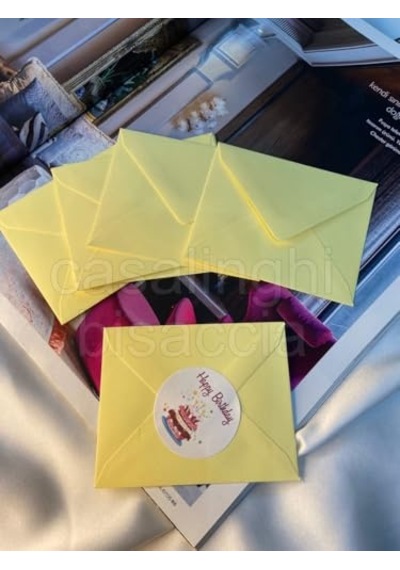 10 Adet Sevimli Küçük Mesaj Zarfı Seti - 7x9 Cm Karışık Renkli Yeşil, Beyaz, Sarı Tebrik Kartı Zarfı
