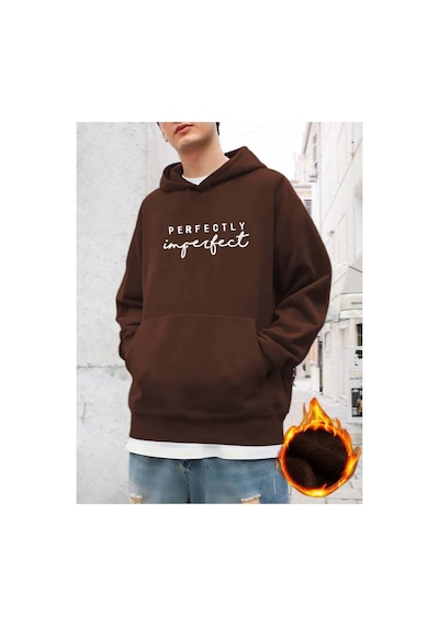 Medinenur Perfectly Baskılı Kapüşonlu Sweatshirt Kahverengi
