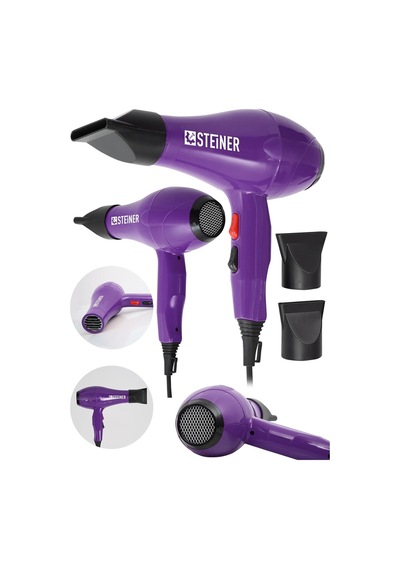 Tr Alman 3600 Watt Profesyonel Saç Kurutma Makinesi Fön Makinesi Ac Motor Ms-9001 Mor + 2 Adet Başlık