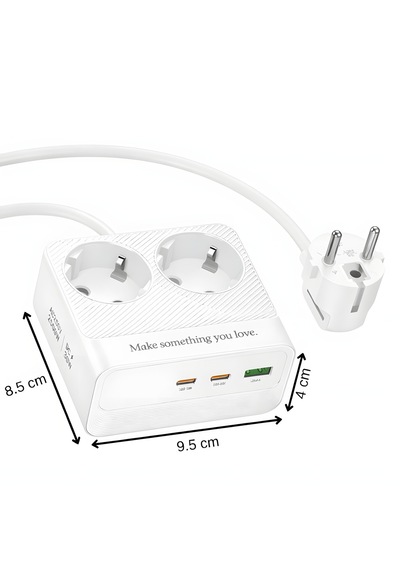 2500w 2 Li Akım Korumalı Priz + 30w Pd Type-c Hızlı Şarj 2 Ac + 3 Usb Çoklu Masaüstü Şarj İstasyonu 2