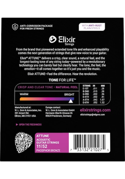 Elixir 11-52 Attune Fosfor Bronz Akustik Gitar Teli