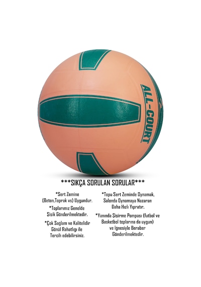 All Court Voleybol Topu Pompa Dahil Set Kauçuk Dikişsiz Yekpare Üretim İç Dış Mekan No:5 Pembe Pembe