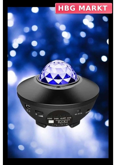 Mey İthalat Çocuklara Özel Şarjlı Bluetooth Hoparlör Parti Led Lambası Yıldızlı Projeksiyon Mavi