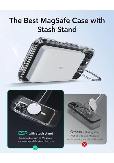 Esr Apple Uyumlu iPhone 16 Pro Kılıf + Ekran Koruyucu Cam Halolock Standlı Magsafe Classic Hybrid Şeffaf