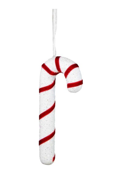 Kırmızı Beyaz Simli Yılbaşı Süsü Baston 15 Cm, Neşeli Ve Parlak Dekorasyon.