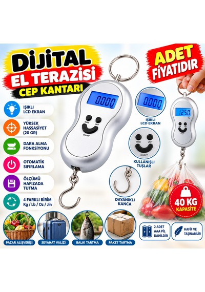 Dijital Elektronik Led Ekran El Terazisi Cep Kantarı Tartısı Adet dır Standart