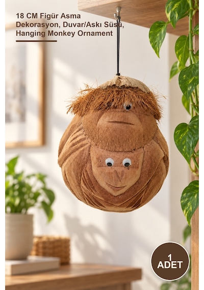 1 Adet Asmalı Maymun No 3 18 Cm Figür Asma Dekorasyon, Duvar/askı Süsü, Hanging Monkey Ornament Sarı