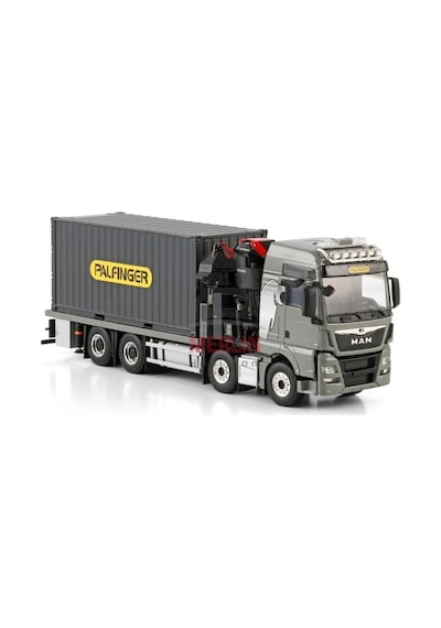 1/50 Man Tgx Xxl Euro 6c Facelıft Rıged Flatbed Truck 8x4 Wıth Palfınger Pk 480 Tec + 20ft Konteyner Vinçler