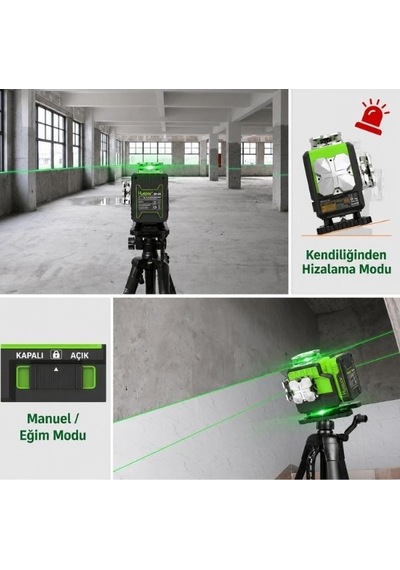 Huepar P04cg 4d Yeşil Lazer Seviyesi 4x360 Bluetooth Kontrollü Profesyonel Cihaz