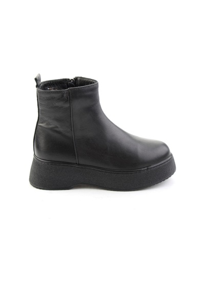 Siyah Hakiki Deri Kadın Bot & Bootie K02586042203
