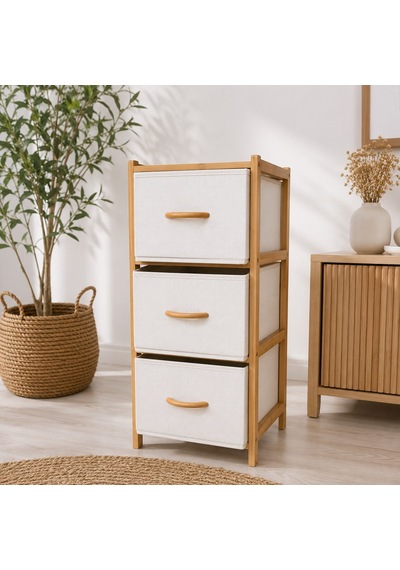 3 Çekmeceli Bambu Kabin - Çok Amaçlı Organizer Şifonyer 78.5 X 37 X 34.5 Cm Bej 3 Çekmeceli Bambu Kabin - Çok Amaçlı Organizer Şifonyer 78.5 X 37 X 34.5 Cm Bej