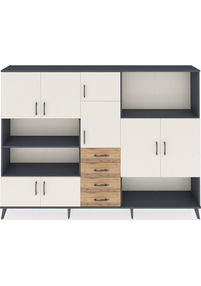 Arges Dolap 10 Raflı 4 Çekmeceli 8 Kapaklı 220x30x163 Antrasit-ay Antrasit-aytaşı/çam Arges Dolap 10 Raflı 4 Çekmeceli 8 Kapaklı 220x30x163 Antrasit-ay Antrasit-aytaşı/çam