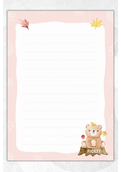 A5 Ayıcık Bloknot Çizgili Defter - 50 Yaprak - Memopad - Notepad - Not Defteri - Not Kağıdı Çok Renkli Çok Renkli