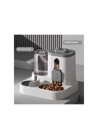 Kedi & Köpek Mama Ve Su Kabı 2.2l Mama + 800 Ml Su Hazneli Standlı Pratik Ve Hijyenik Besleme Seti