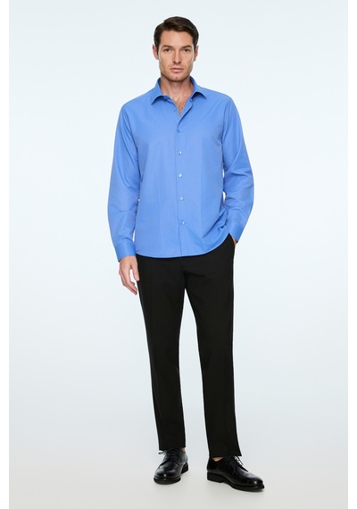 Morven Erkek Mavi Düz Slim Fit Sert Yaka Gömlek 26mc004066300 Mavi