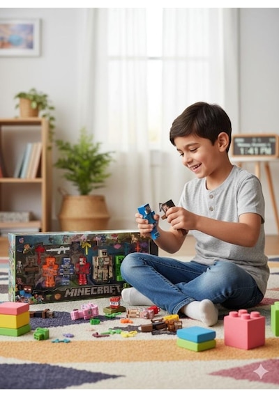 Tıfıl Toys Golemli Minecraft 8 Karakter 8 Aksesuar 16 Parça Çocuk Figür Oyun Seti