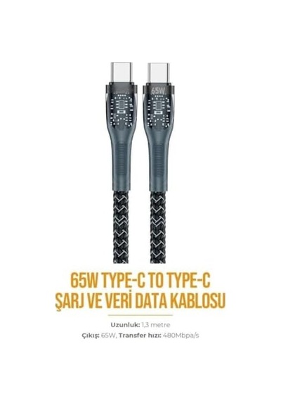 Azeada Kabloları Ve Şarj Aletleri Siyah - 65w, Type-c To Type-c