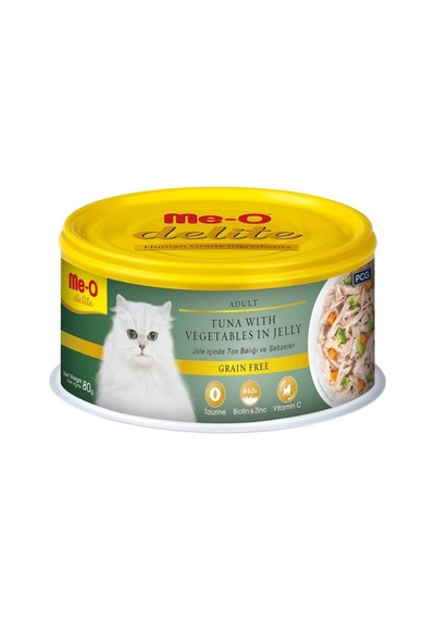 Me-O Delite Ton Balıklı Sebzeli Tahılsız Konserve Yetişkin Kedi Maması 80 G