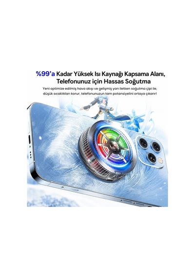 Hadron Hdx4379 Manyetik Telefon Soğutucu Fan Rgb Led Siyah