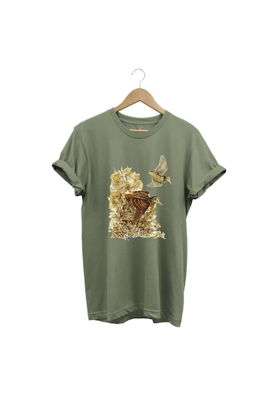 Hunter Avcılık Çulluk Avcılığı Vahşi Yaşam Baskılı Regular Fit %100 Pamuk Haki T-shirt Haki