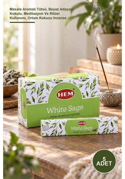 5 Adet White Sage Masala Tütsü Masala Aromalı Tütsü, Beyaz Adaçayı Kokulu, Meditasyon Ve Ritüel Kullanımı, Ortam Kokusu Incense