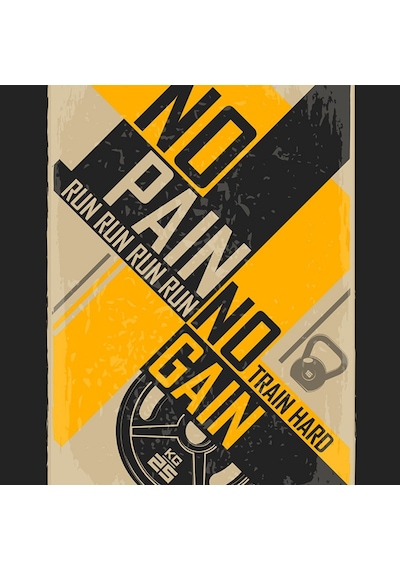 No Pain No Gain Sarı Siyah Poster Kanvas Tablo 50 X 70