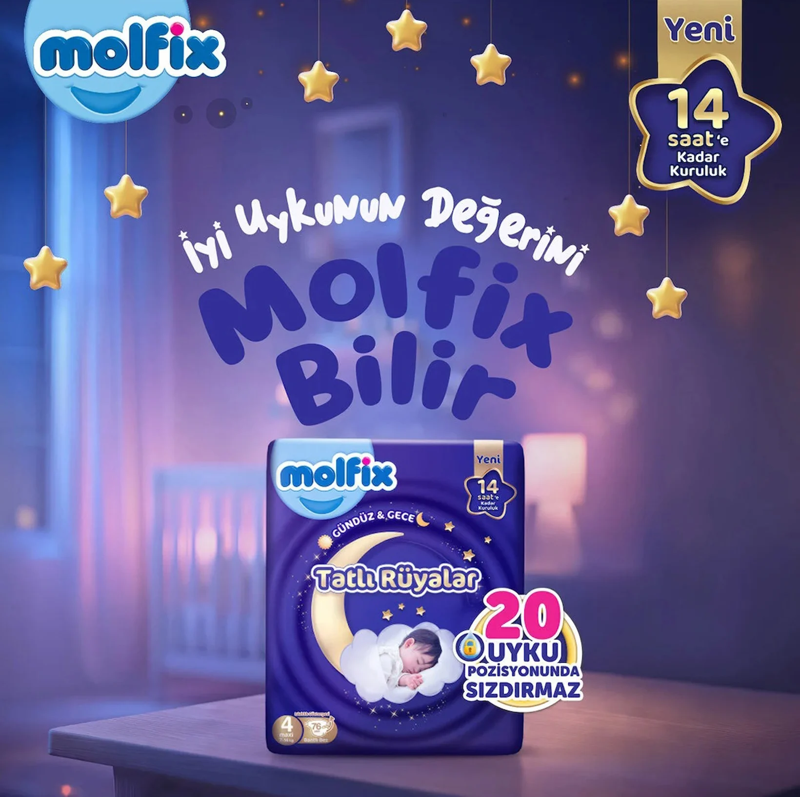 Molfix Tatlı Rüyalar Bebek Bezi 4 Beden Maxi 76 Adet