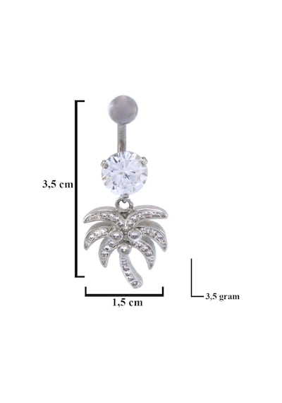 Ferizz 316l Çelik Zirkon Taşlı Palmiyeli Piercing Prc-134 Gümüş