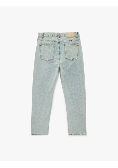 Koton Normal Bel Pamuklu Vintage Straight Jean Pantolon Açık İndigo 6sam40046nd