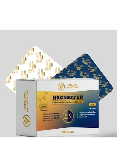 Vitality Nutrition Magnezyum Gündüz & Gece 60 Kapsül Gıda Takviyesi
