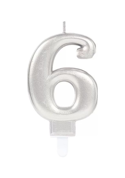 6 Rakam Mum Gümüş Renk 3+