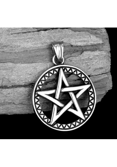 Aslanmaz Çelik Pentagram Yıldızı Kolye Gümüş