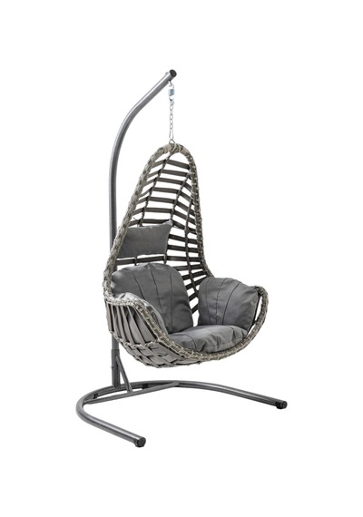 Capri Swing Milas Tekli Rattan Bahçe Salıncağı Balkon Salıncağı Gri