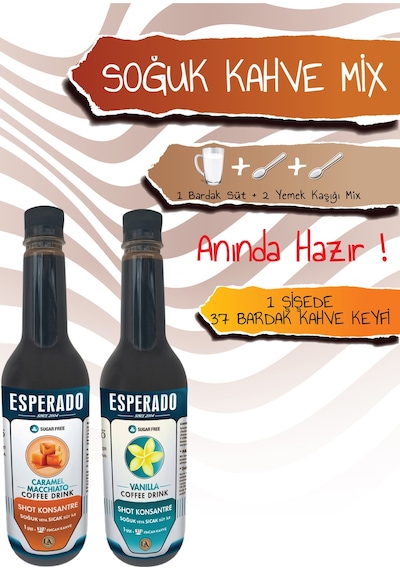 Çabuk Kahve Vanilya Karamel Aromalı Soğuk/sıcak Kahve Mix 2 Li Set 750 Ml Çözünebilir
