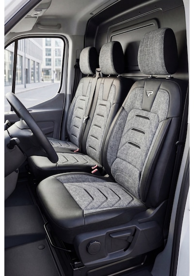 Gri - Siyah Panda Bodrum Serisi Ford Transit 2014+ Araca Özel Keten Ticari Oto Koltuk Kılıfı