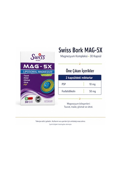 Swiss Bork Mag-5x Magnezyum Kompleksi 30 Kapsül