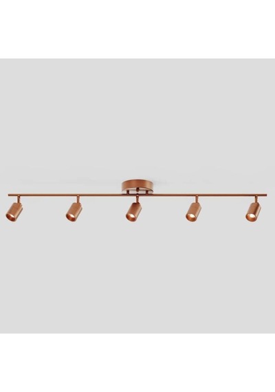 Rsylight Retro Mat Bakır Kaplama 180 Derece Hareketli Modern Spor 5 Liled Spot Avize Beyaz Ampullü Bakır