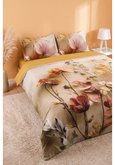 Gold Eloni 3d Flower Çift Kişilik Nevresim Takımı 4 Parça