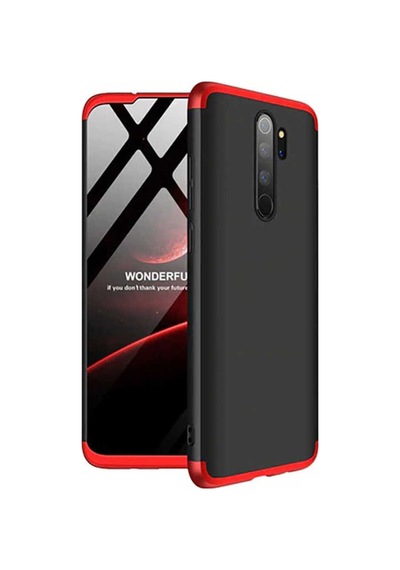 Xiaomi Redmi Note 8 Pro Kılıf Zore Ays Kapak Siyah-Kırmızı